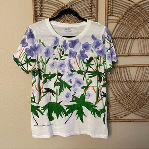 JCrew Floral‎ Sweet William Shirt Tee Nicole Wittenberg Limited Ed Artsy M B25